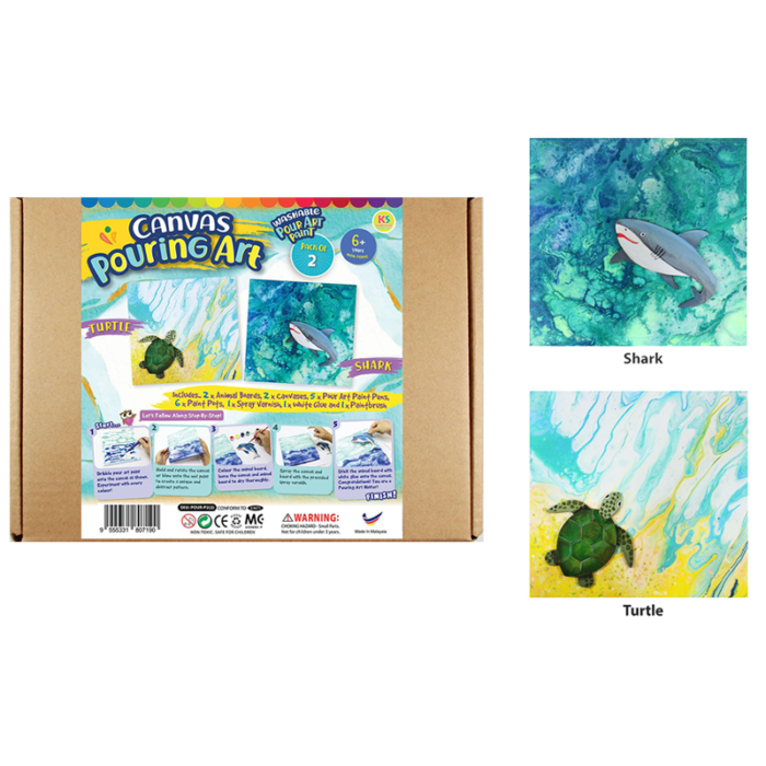 Canvas Pouring Art Box Set - Turtle And Shark