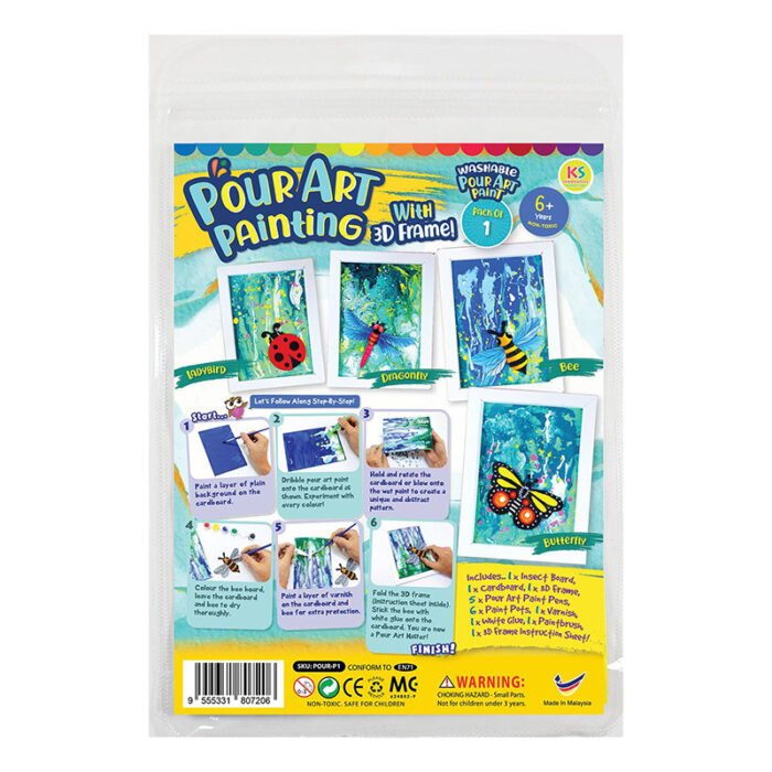 Pour Art Painting Kit With 3D Frame (Insect Theme) - Image 4